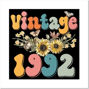 Vintage 1992 Sunflower Floral Retro Groovy 31st Birthday Posters and Art